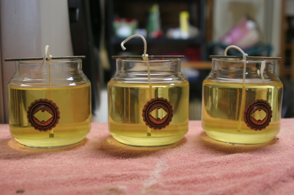 Melted Wax in Jars